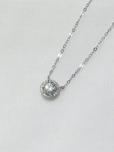 S925 Sterling Silver Moissanite Princess-Edge Round Pendant Necklace